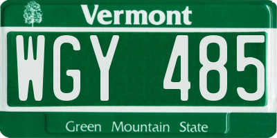 VT license plate WGY485