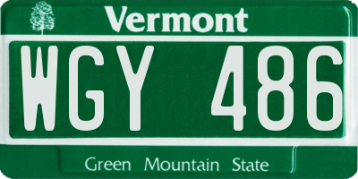 VT license plate WGY486