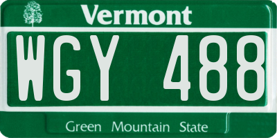 VT license plate WGY488