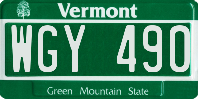 VT license plate WGY490