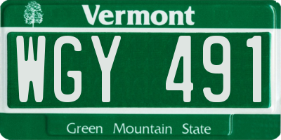 VT license plate WGY491