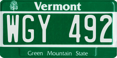 VT license plate WGY492