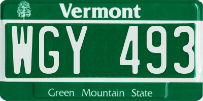 VT license plate WGY493
