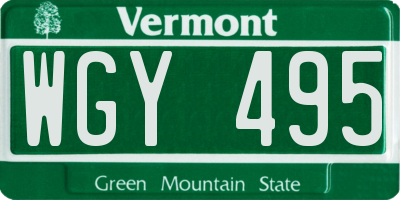VT license plate WGY495