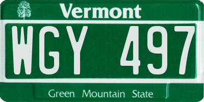 VT license plate WGY497