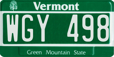 VT license plate WGY498