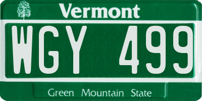 VT license plate WGY499