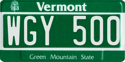 VT license plate WGY500