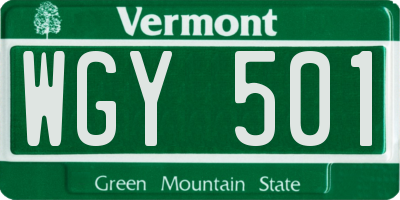 VT license plate WGY501