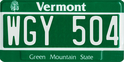 VT license plate WGY504