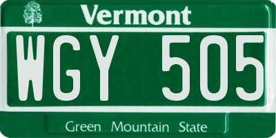 VT license plate WGY505