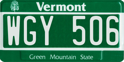 VT license plate WGY506