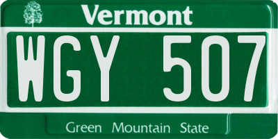 VT license plate WGY507