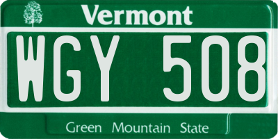 VT license plate WGY508