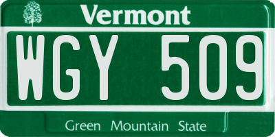 VT license plate WGY509