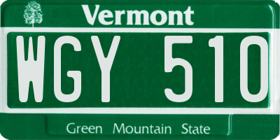 VT license plate WGY510