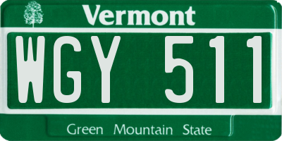 VT license plate WGY511