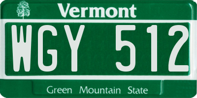 VT license plate WGY512