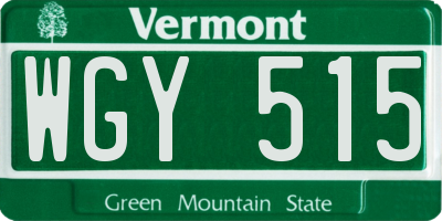 VT license plate WGY515