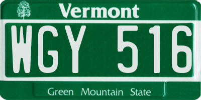 VT license plate WGY516