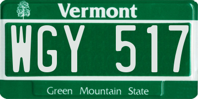 VT license plate WGY517