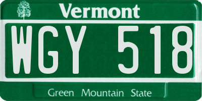VT license plate WGY518