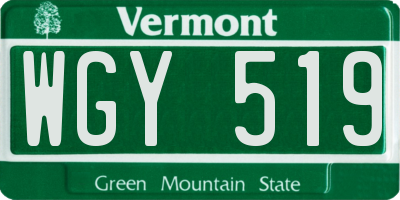 VT license plate WGY519