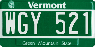 VT license plate WGY521