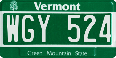 VT license plate WGY524