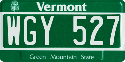 VT license plate WGY527