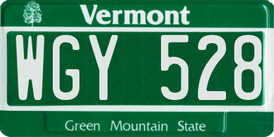 VT license plate WGY528