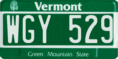 VT license plate WGY529
