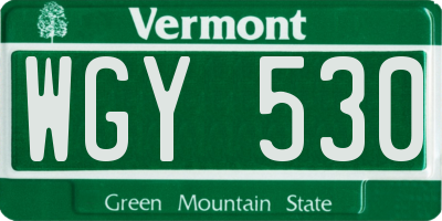 VT license plate WGY530