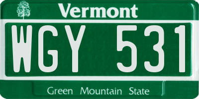 VT license plate WGY531