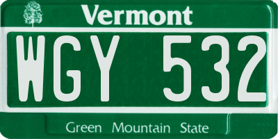 VT license plate WGY532