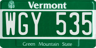 VT license plate WGY535