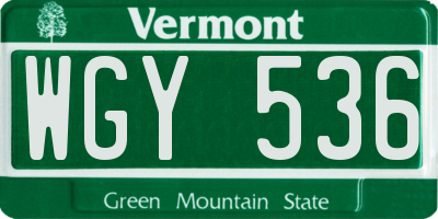 VT license plate WGY536