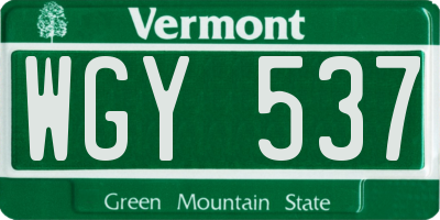 VT license plate WGY537
