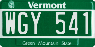 VT license plate WGY541