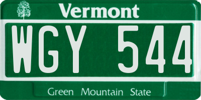 VT license plate WGY544