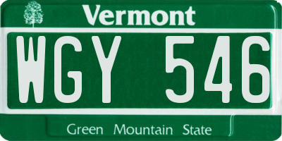 VT license plate WGY546