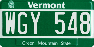 VT license plate WGY548
