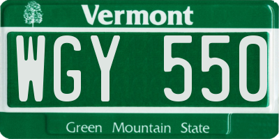 VT license plate WGY550