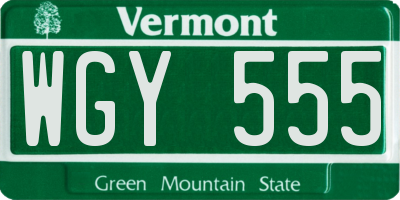 VT license plate WGY555