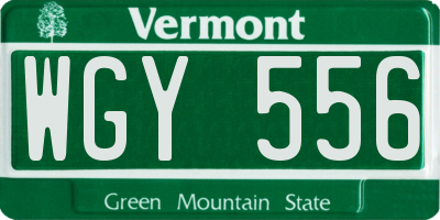 VT license plate WGY556