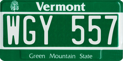 VT license plate WGY557