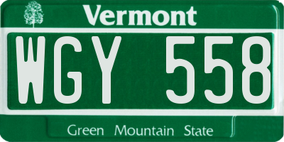 VT license plate WGY558