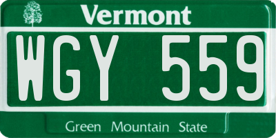 VT license plate WGY559