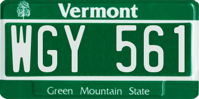 VT license plate WGY561
