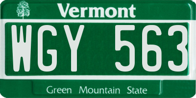 VT license plate WGY563